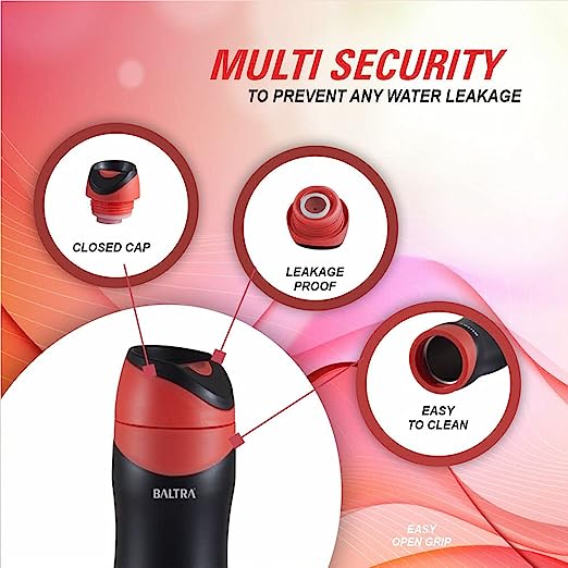 BALTRA Bang Thermosteel Hot and Cold Water Bottle Stainless Steel Sports Vacuum Flask 500ml, Red BALTRA Bang Thermosteel Hot and Cold Water Bottle Stainless Steel Sports Vacuum Flask 500ml, Red